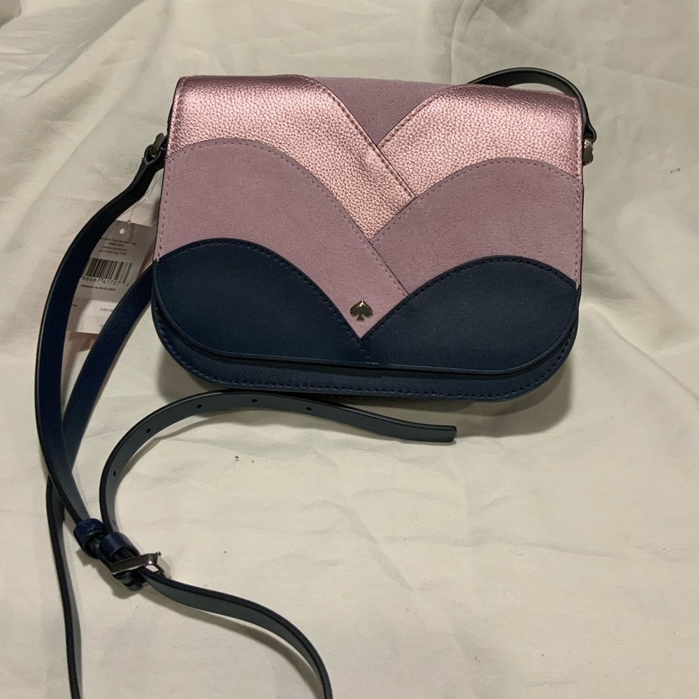 Kate Spade small leather purse crossbody strap blue & purple